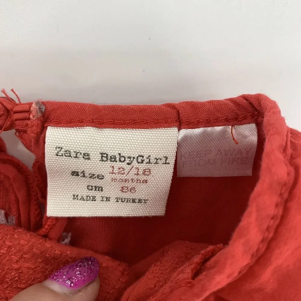 Zara Baby Red Ruffle Sleeveless Textured Top
